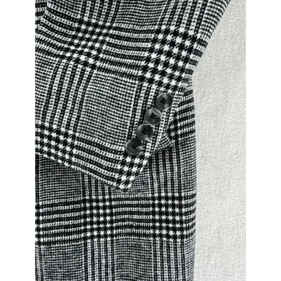Nordstrom Open Edit Mens Glen Plaid Coat Black White Check Overcoat Large NWOT - Picture 2 of 11